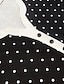 abordables Robes Maxi-Femme Robe Évasée Robe longue maxi Noir Manches Courtes Noir &amp; Blanc Pois Feuille Bouton Imprimé Eté Col Rond chaud Simple Vacances 2021 M L XL XXL 3XL / Taille haute