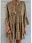 cheap Casual Dresses-Women&#039;s Shift Dress Knee Length Dress Blushing Pink Khaki Gray 3/4 Length Sleeve Print Ruffle Print Summer V Neck Hot Casual Flare Cuff Sleeve 2021 S M L XL XXL