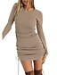 cheap Autumn dress-Women&#039;s Sweater Jumper Dress Short Mini Dress Khaki Black Long Sleeve Drawstring Fall Winter Round Neck Hot Sexy 2021 S M L XL