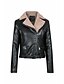 cheap Furs &amp; Leathers-Women&#039;s Faux Leather Jacket Solid Colored Patchwork Basic Fall &amp; Winter Regular Coat Daily Long Sleeve Jacket Black