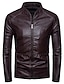 cheap Sale-Men&#039;s Faux Leather Jacket Spring &amp;  Fall Daily Short Coat Regular Fit Jacket Solid Colored Wine Black
