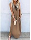 cheap Maxi Dresses-Women&#039;s T Shirt Dress Tee Dress Maxi long Dress Gray Dark Gray Brown Sleeveless Print Print Summer Round Neck Casual Loose 2021 S M L XL