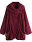 cheap Coats &amp; Trench Coats-Women&#039;s Teddy Coat Sherpa jacket Fleece Jacket Pocket Button Long Asian Size Coat Wine Red Black Rosy Pink Navy Blue Daily Casual Fall Hooded Regular Fit S M L XL 2XL 3XL