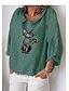 cheap Tops &amp; Blouses-Women&#039;s Blouse Shirt Cat Print Shirt Collar Tops Basic Basic Top Blue Purple Green