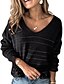 cheap Sweaters-Women&#039;s Pullover Striped Knitted Basic Long Sleeve Loose Sweater Cardigans Fall Winter V Neck Purple Gray White