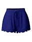 baratos Shorts-Mulheres Calção Pijamas Misto de Algodão Azul Vinho Azul Real Básico Casual Cintura Média Cor Sólida S M L XL XXL / Ajuste Largo