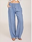 cheap Pants-Women&#039;s Chinos Full Length Pants Micro-elastic Daily Weekend Solid Colored Mid Waist Loose Black Gray Dusty Blue Light Blue S M L XL XXL