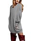 cheap T-Shirts-women&amp;amp; #39;s v neck long sleeve loose baggy tunic tops hoodie mini dress pullover casual blouses t-shirt grey 2xl