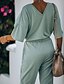cheap Two Piece Sets-Women&#039;s Home Cotton Blend Normal T-shirt Pant V Neck Suits Half Sleeve Basic Spring &amp; Summer Solid Colored S Green