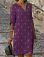 cheap Casual Dresses-Women&#039;s Chiffon Dress Knee Length Dress Purple Green Dusty Blue Brown Half Sleeve Polka Dot Print Summer Round Neck Hot Formal vacation dresses 2021 S M L XL XXL 3XL / Plus Size / Plus Size
