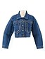 cheap Jackets-Women&#039;s Solid Colored Fall &amp; Winter Denim Jacket Short Daily Long Sleeve Denim Coat Tops Light Blue