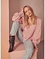 cheap Sweaters &amp; Cardigans-Women&#039;s Pullover Plain Solid Colored Basic Long Sleeve Sweater Cardigans Summer V Neck Blushing Pink