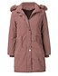 baratos Women&#039;s Coats &amp; Jackets-Mulheres Acolchoado Longo Casaco Solto Casaco Sólido Rosa Vinho Preto