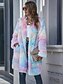 cheap Furs &amp; Leathers-Women&#039;s Tie Dye Patchwork Basic Fall &amp; Winter Teddy Coat Long Going out Long Sleeve Polyester Coat Tops Blushing Pink
