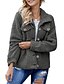 cheap Furs &amp; Leathers-Women&#039;s Teddy Coat Solid Colored Basic Fall &amp; Winter Regular Coat Daily Long Sleeve Jacket Gray