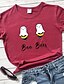 cheap T-Shirts-Women&#039;s T shirt Tee Green Pink Wine Print Graphic Letter Daily Weekend Short Sleeve Round Neck Basic 100% Cotton Slim S / Summer