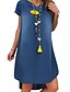 abordables Robes Longueur Genou-Femme Robe en jean Robe Longueur Genou Bleu Noir Bleu clair Manches Courtes Autre Eté Col en V Simple Ample 2021 S M L XL XXL 3XL