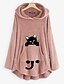 cheap Coats &amp; Trench Coats-Women&#039;s Cat Animal Hoodie Teddy Coat Front Pocket Daily Basic Cute Hoodies Sweatshirts  Loose Long Black Gray Wine