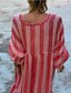 cheap Boho Dresses-Women&#039;s Swing Dress Maxi long Dress Red Long Sleeve Striped Print Summer Round Neck Hot Casual Boho Holiday Loose 2021 S M L XL XXL 3XL 4XL 5XL