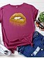 economico T-shirts-Per donna maglietta Bocca Con stampe Rotonda Essenziale Top 100% cotone Bianco Nero Giallo