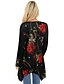 baratos Blusas de mulher-Mulheres Túnica Floral Abstrato Folha Decote Redondo Renda Assimétrico Imprimir Básico Blusas Preto