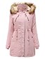 cheap Coats &amp; Trench Coats-Women&#039;s Padded Long Coat Regular Fit Jacket Solid Colored Blushing Pink Khaki Green