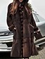 cheap Furs &amp; Leathers-Women&#039;s Faux Fur Coat Fall Winter Party Daily Outdoor clothing Long Coat Stand Collar Warm Loose Basic Elegant &amp; Luxurious Jacket Long Sleeve Pocket Solid Colored Brown