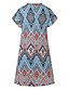 cheap Casual Dresses-Women&#039;s A Line Dress Knee Length Dress Blue Red Short Sleeve Tribal Print Summer V Neck Hot Casual vacation dresses 2021 M L XL XXL 3XL 4XL / Plus Size