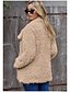 cheap Furs &amp; Leathers-Women&#039;s Solid Colored Fur Trim Basic Fall &amp; Winter Teddy Coat Regular Daily Long Sleeve Polyester Coat Tops Khaki