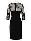 cheap Party Dresses-Women&#039;s Sheath Dress Knee Length Dress Black Half Sleeve Solid Color Zipper Mesh Lace Summer Round Neck Elegant 2021 S M L XL XXL