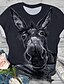 economico T-shirts-Per donna maglietta Animali Rotonda Essenziale Top Grigio Bianco / Stampa 3D
