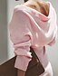 baratos Camisolas-Mulheres Básico Tricotado Sólido Tecido Pulôver Manga Longa Casacos de malha Decote V Outono Inverno Branco Preto Rosa