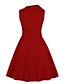 abordables Vestidos de Nochevieja-Mujer Vestido de Columpio Vestido hasta la Rodilla Negro Rojo Sin Mangas Color sólido Verano Escote Redondo Elegante 2021 S M L XL XXL