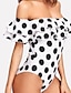 cheap One-Pieces-Women&#039;s Vintage Tankini Swimsuit Tummy Control Ruffle Slim Padded Plus Size Swimwear Bathing Suits White Black / One Piece