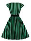 baratos Vestido elegante-Mulheres Vestido Swing Vestido no Joelho Verde Manga Curta Listrado Primavera Verão quente Casual Algodão 2021 S M L XL XXL 3XL 4XL