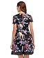 cheap Party Dresses-Women&#039;s A Line Dress Short Mini Dress Black Short Sleeve Floral Print Zipper Lace Summer V Neck Elegant 2021 S M L XL XXL