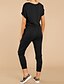 abordables Jumpsuits &amp; Rompers-Combinaison-pantalon Femme Cordon Couleur Pleine basique Noir Vin Vert S M L XL