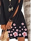 cheap Boho Dresses-Women&#039;s A Line Dress Knee Length Dress Black Long Sleeve Floral Print Fall Round Neck Hot Casual Loose 2021 S M L XL XXL 3XL / Cotton / Cotton