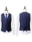 abordables New To Sale-Noir / Bleu Marine Couleur Pleine Standard Coton / Polyester Pour des hommes Costume - Revers Cranté