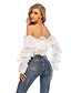 cheap Party Dresses-Women&#039;s Blouse Shirt Solid Colored Long Sleeve Ruffle Patchwork Off Shoulder Sexy Tops White