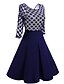 cheap Elegant Dresses-Women&#039;s A Line Dress Knee Length Dress Blue 3/4 Length Sleeve Polka Dot Patchwork Summer Round Neck Hot Elegant Slim 2021 S M L XL XXL