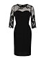 cheap Party Dresses-Women&#039;s Sheath Dress Knee Length Dress Black Half Sleeve Solid Color Zipper Mesh Lace Summer Round Neck Elegant 2021 S M L XL XXL