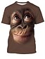 billige T-skjorter og singleter til herrer-Herre Skjorte T skjorte T-skjorter Grafisk Dyr Orangutang Rund hals Svart Rosa Brun 3D-utskrift Fest Gate Kortermet Trykt mønster Klær Elegant og moderne Morsom Bekvem Stor og høy