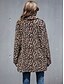 cheap Furs &amp; Leathers-Women&#039;s Teddy Coat Fall Winter Daily Going out Long Coat Warm Regular Fit Sexy Jacket Long Sleeve Animal Pattern Leopard Print Khaki