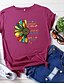 cheap T-Shirts-Women&#039;s T shirt Tee Burgundy Tee 100% Cotton Graphic Floral Letter Black White Yellow Print Short Sleeve Daily Weekend Basic Round Neck You Cannot Withstand The Storm Regular Fit Summer