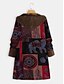 cheap Coats &amp; Trench Coats-Women&#039;s Parka Geometric Print Casual Fall Winter Outerwear Long Coat Daily Long Sleeve Jacket Yellow