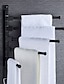 billige Tilbehør til badeværelset-matt svart håndklestang med krok, selvklebende veggmontert svingarm moderne aluminium multistaver håndklestang 1 stk