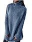 billige Sweaters-Dame bluse Vanlig Ensfarvet Strikket Akryl Fibre Basale Langærmet Sweater Cardigans Efterår Rullekrave Blå Grå Grøn