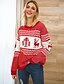 economico Christmas Sweater-Per donna Natale Animali Felpa Manica lunga Maglioni cardigan Girocollo Rotonda Autunno Primavera Rosso Verde Blu marino