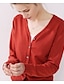 economico Cardigan-Per donna Cardigan Tinta unita Manica lunga Maglioni cardigan Autunno Inverno A V Blu Giallo Rosa